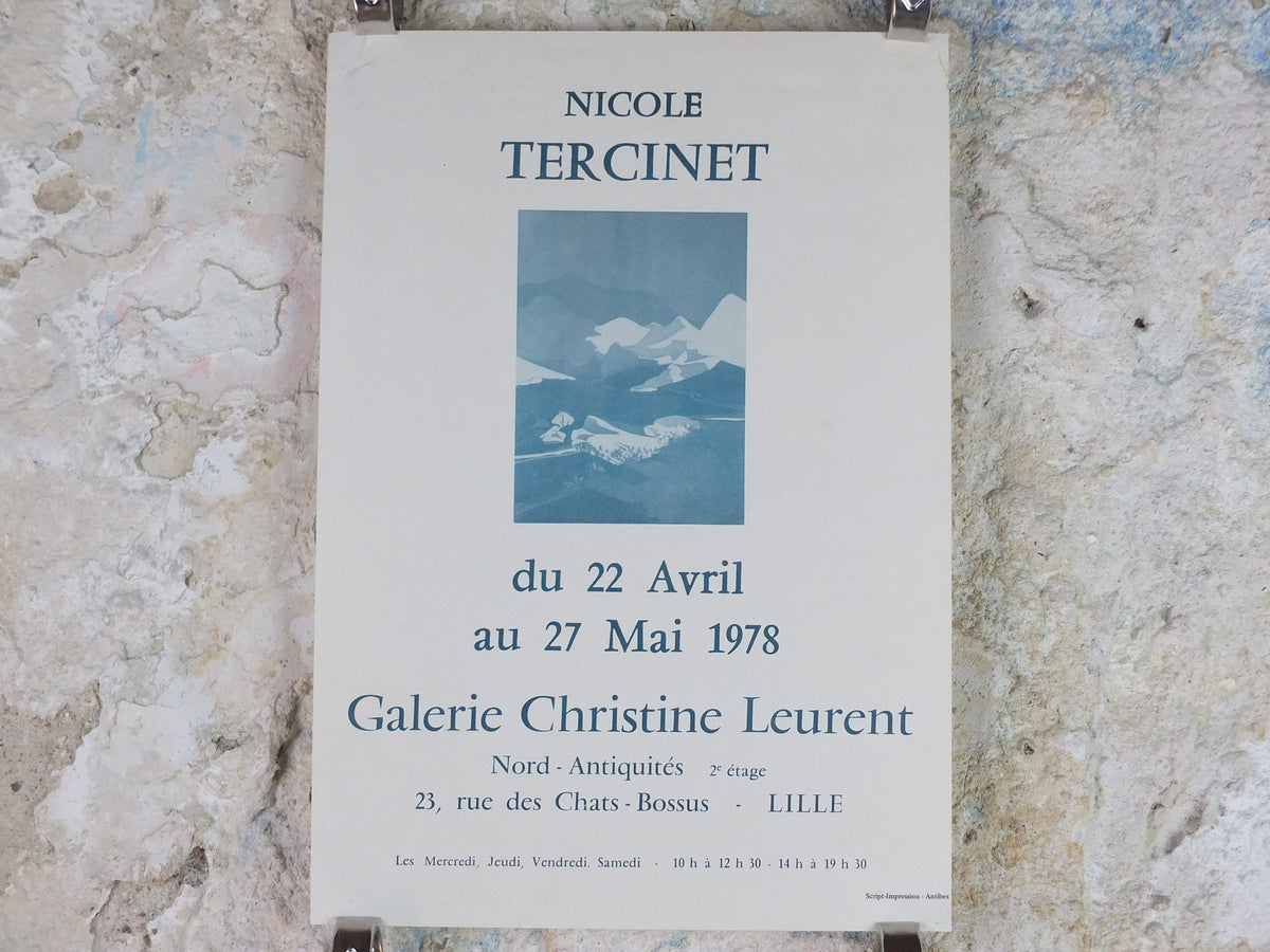 1978 Nicole Tercinet Poster, Mountain Landscapes, French painter, wall art decor