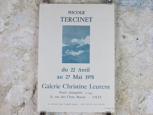 1978 Nicole Tercinet Poster, Mountain Landscapes, French painter, wall art decor