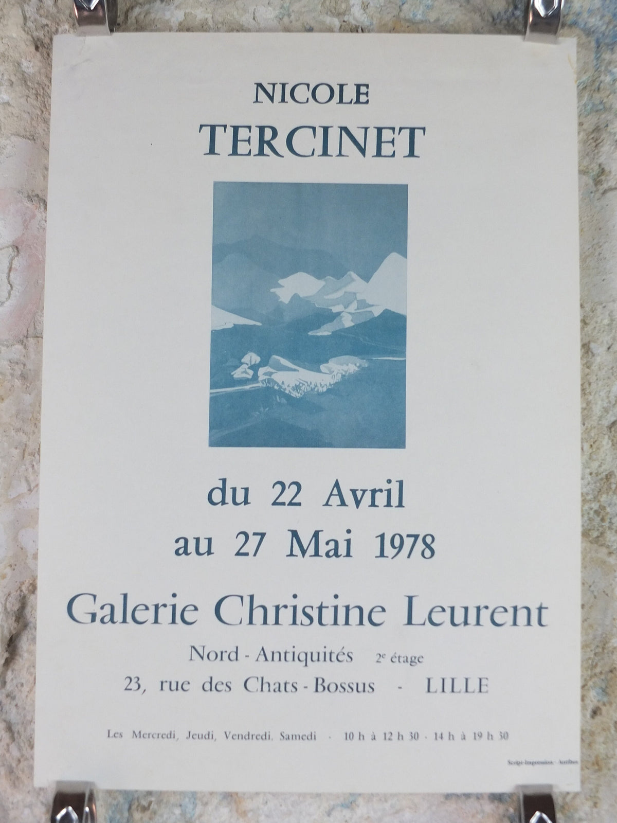 1978 Nicole Tercinet Poster, Mountain Landscapes, French painter, wall art decor