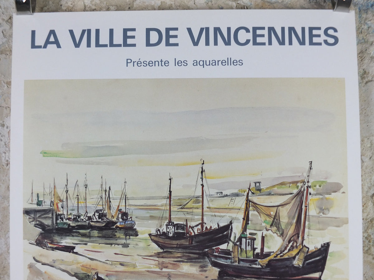 1986 Andre Duculty Poster, Fishing boats at Port Philippe. beach and fishing art, seascapes, French painter, wall art decor