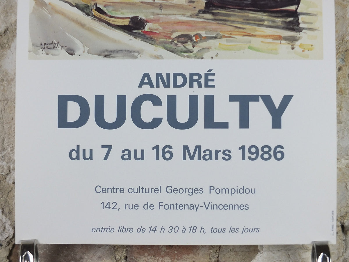 1986 Andre Duculty Poster, Fishing boats at Port Philippe. beach and fishing art, seascapes, French painter, wall art decor