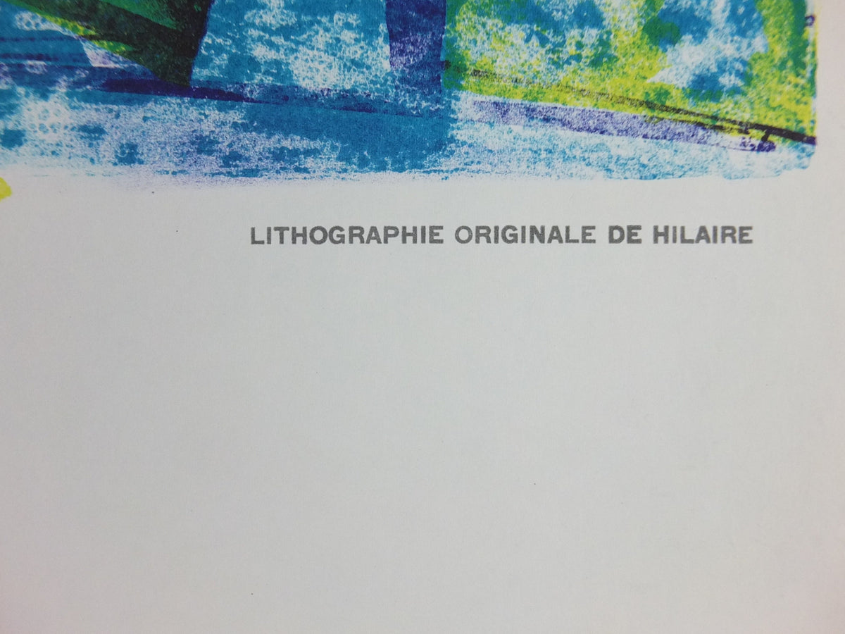 1972 Camille Hilaire Poster, Forest of strong greens and blues, French Cubism artist, Grand Palais Paris, wall art decor