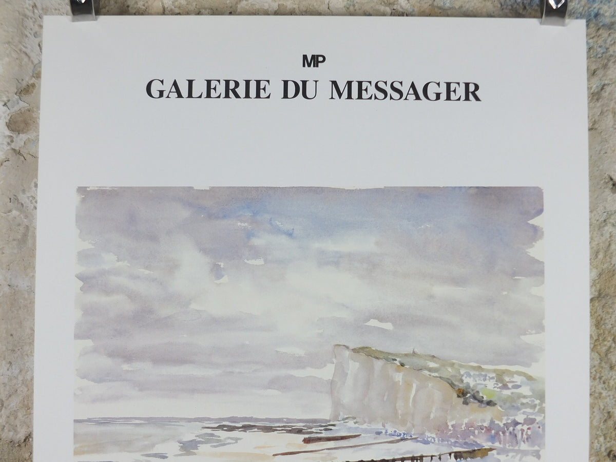 1982 Emile Petit Poster, White Cliffs Seascape, Ministry of Post and Communications, Paris, artist gallery exhibition, wall art decor