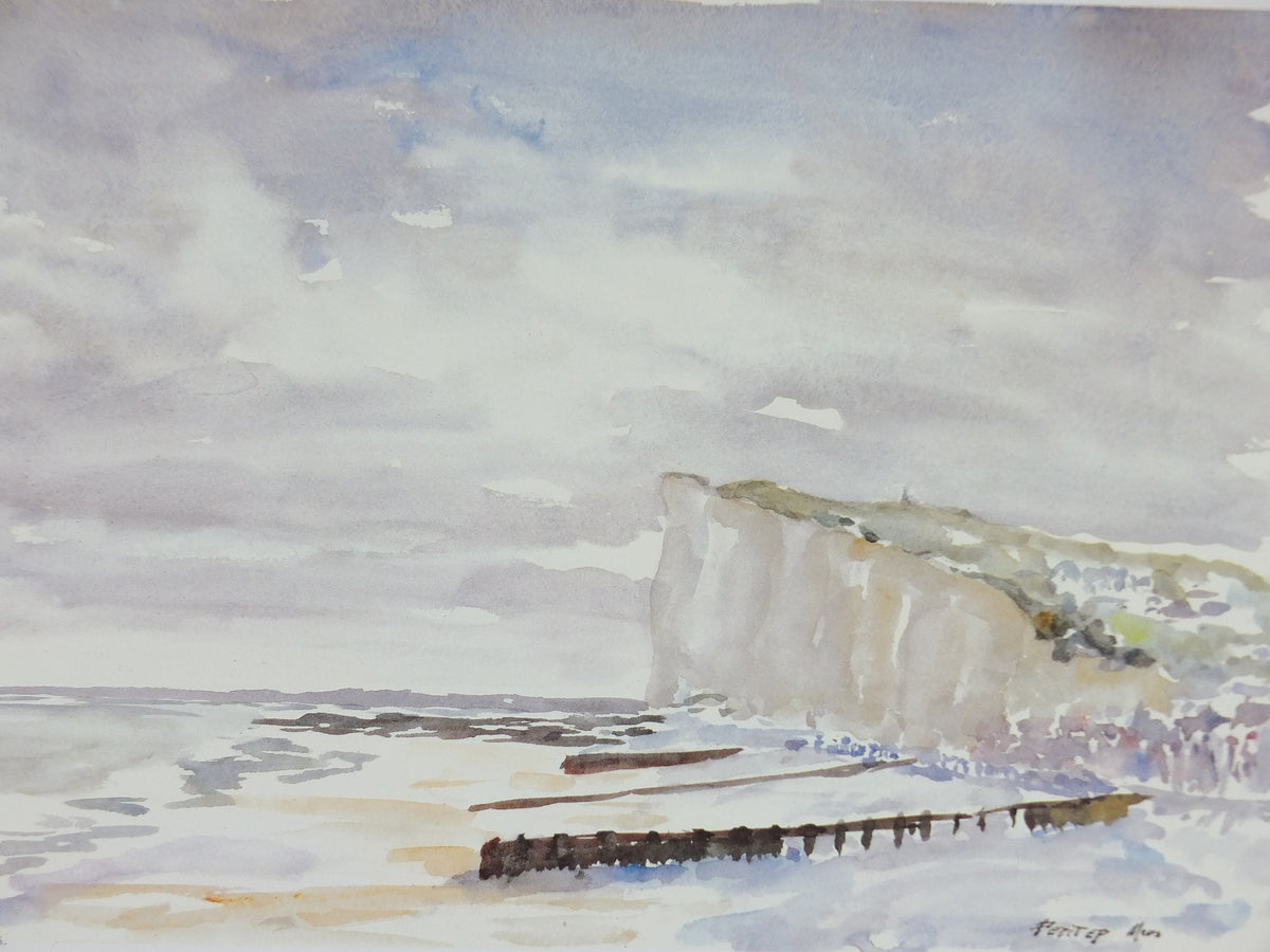 1982 Emile Petit Poster, White Cliffs Seascape, Ministry of Post and Communications, Paris, artist gallery exhibition, wall art decor