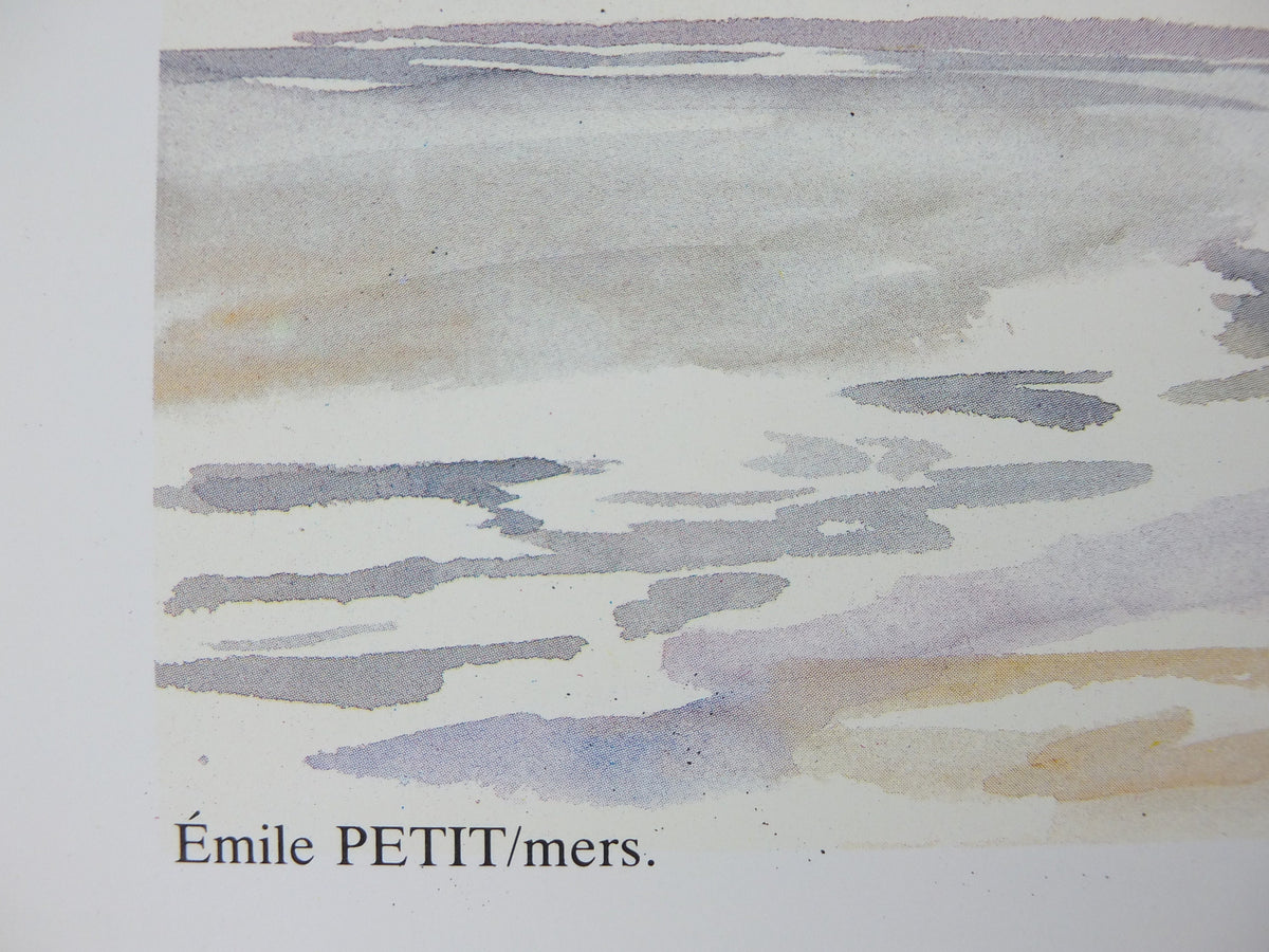 1982 Emile Petit Poster, White Cliffs Seascape, Ministry of Post and Communications, Paris, artist gallery exhibition, wall art decor