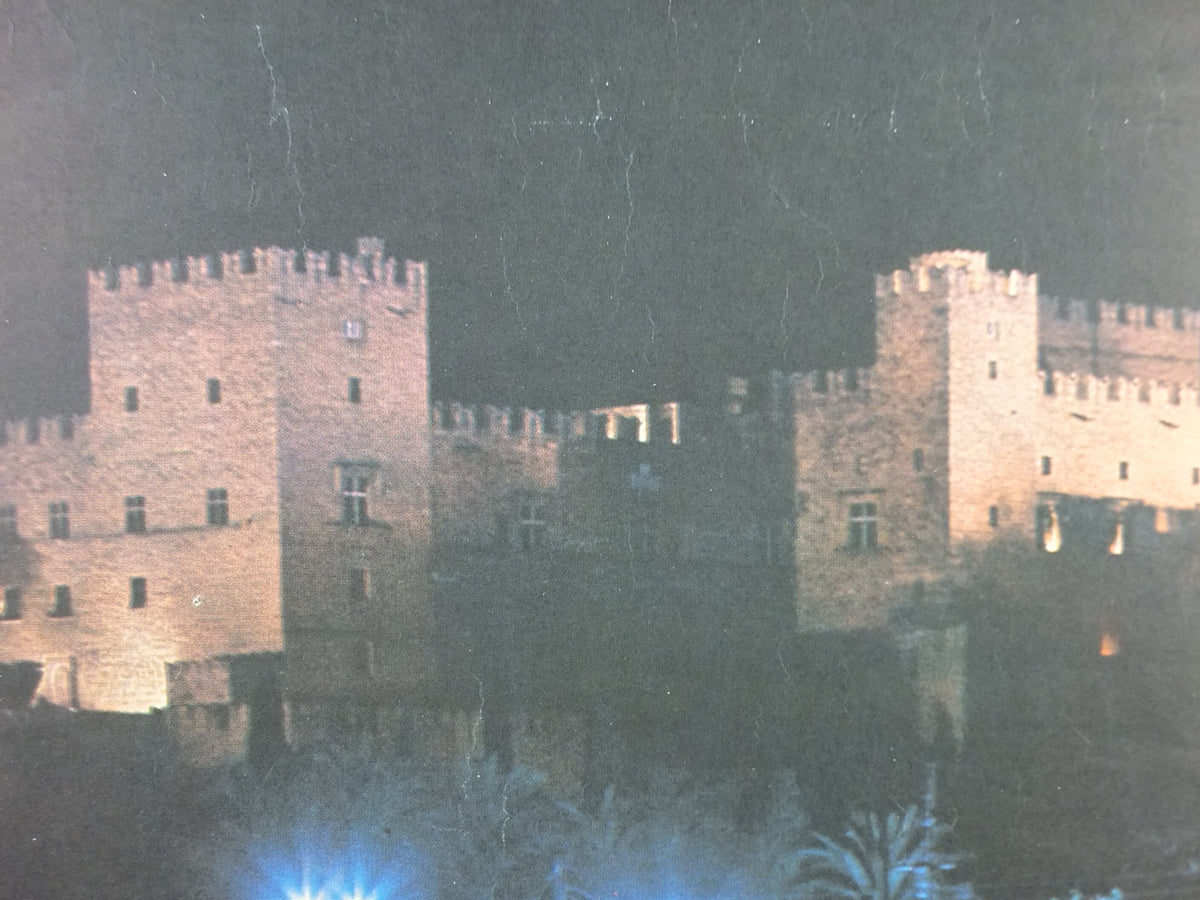 1971 Rhodes Greece Travel Poster, Ροδοσ, Palace of the Grand Master, Knights of Rhodes, travel tourism, holiday vacation, wall art decor
