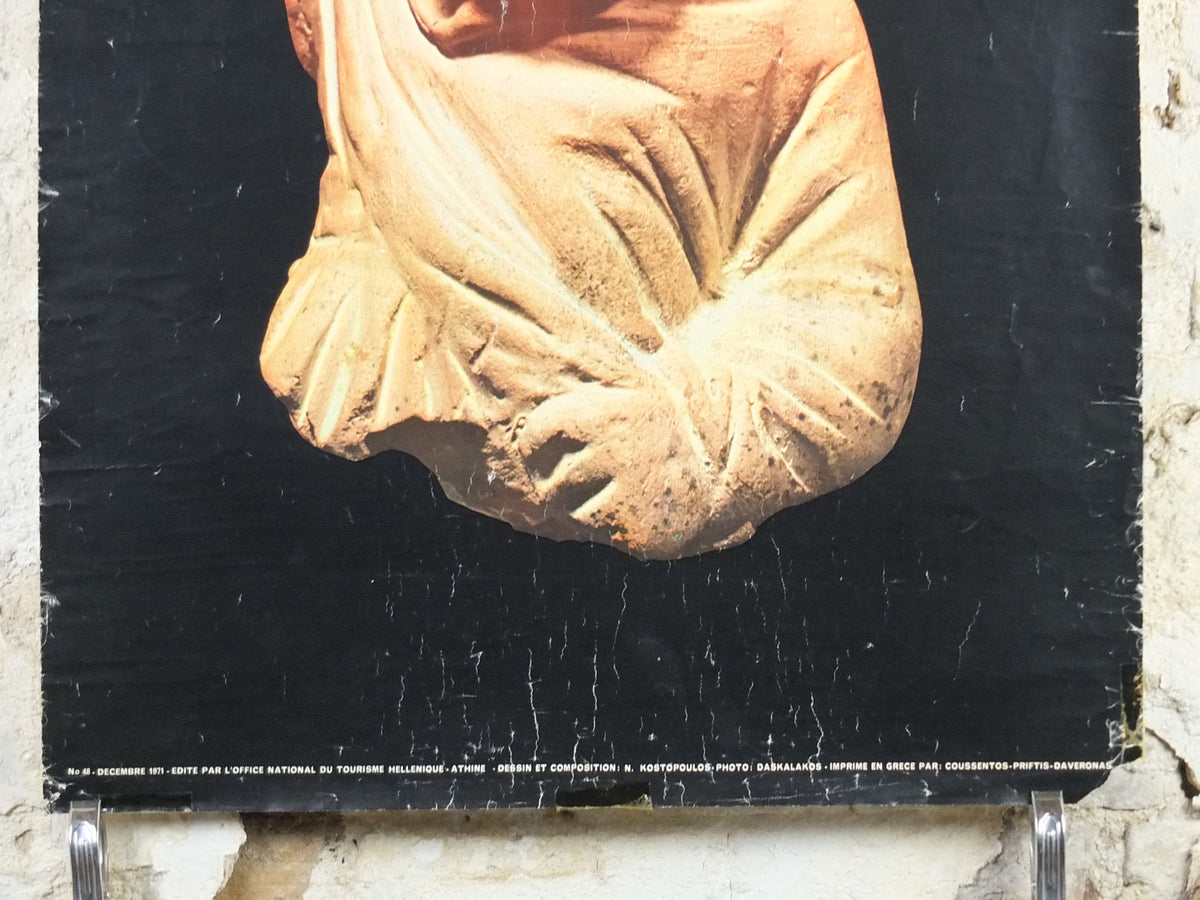 1972 Festival of Athens Poster, classical Greek sculpture, travel tourism, holiday vacation, wall art decor