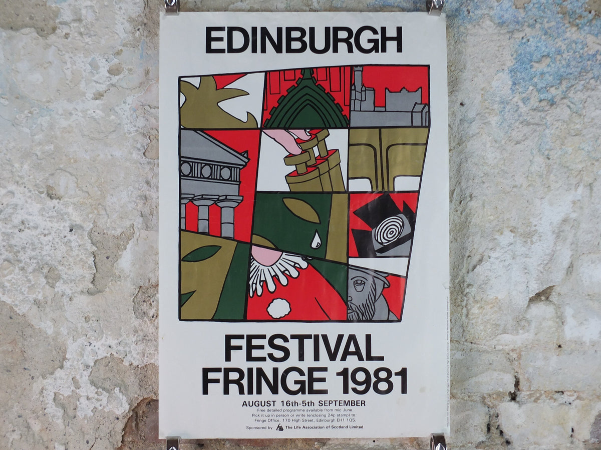 1981 Edinburgh Festival Fringe Poster, Cultural Arts Festival, comedy, artwork by Lorna Hush wall art decor