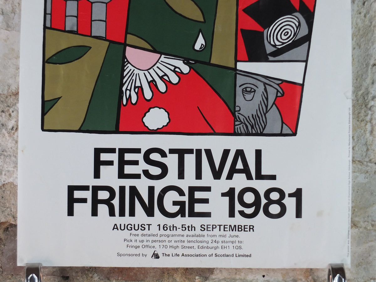 1981 Edinburgh Festival Fringe Poster, Cultural Arts Festival, comedy, artwork by Lorna Hush wall art decor