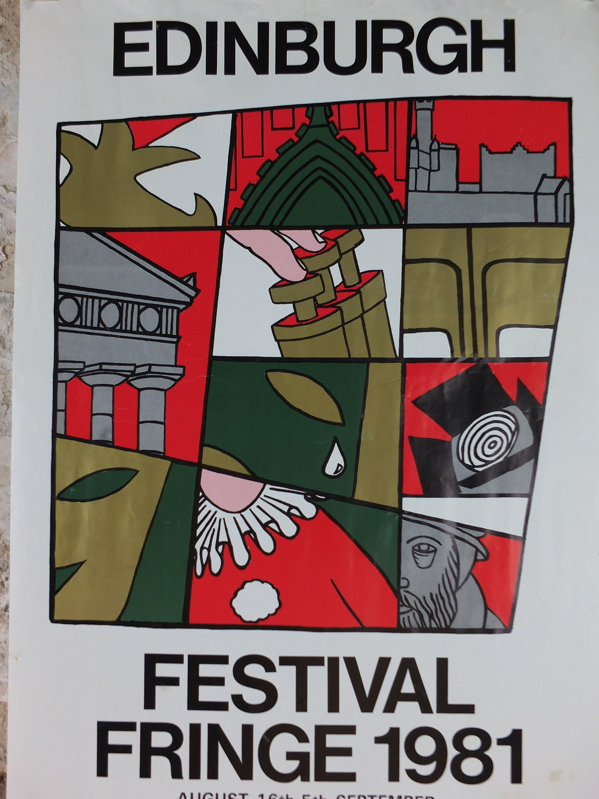 1981 Edinburgh Festival Fringe Poster, Cultural Arts Festival, comedy, artwork by Lorna Hush wall art decor