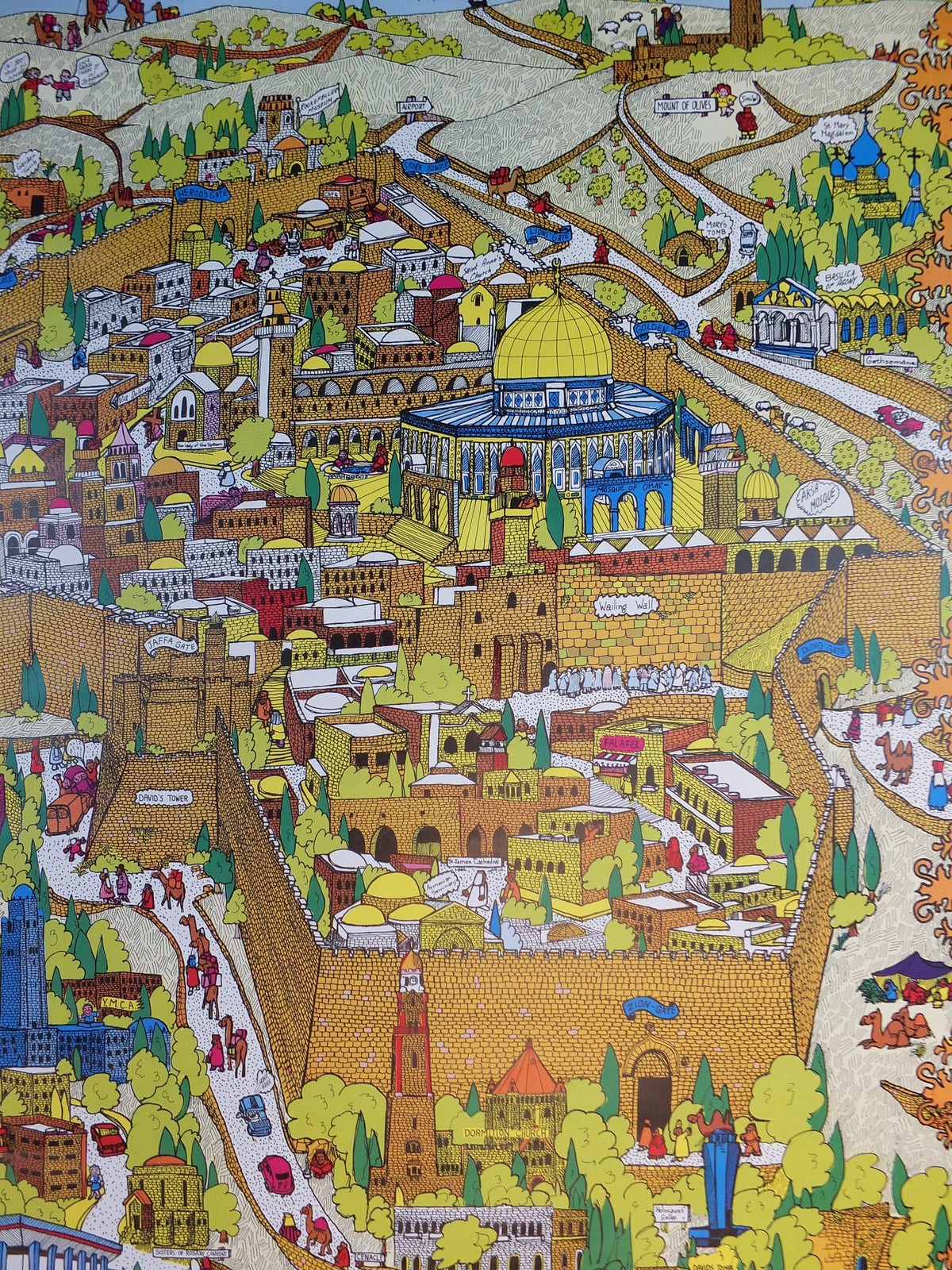 1973 Jerusalem Poster, The Holy City by Roy Bishop, Israel's 25th Anniversary Year, Travel tourism wall art decor