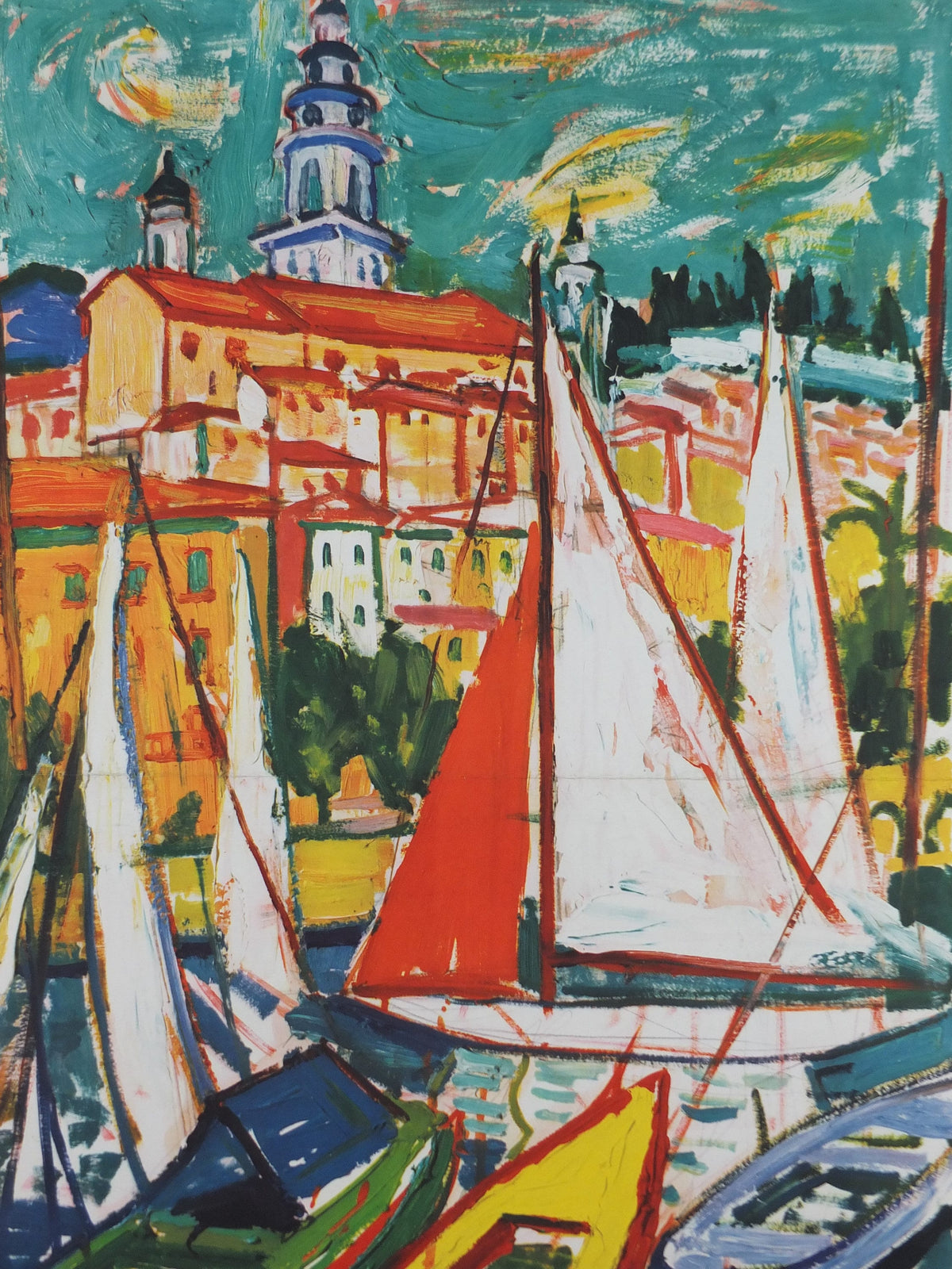 1965 SNCF Cote d'Azur Poster, French Riviera travel poster from Côte d'Azur, by Roger Marcel Limouse, wall art retro decor