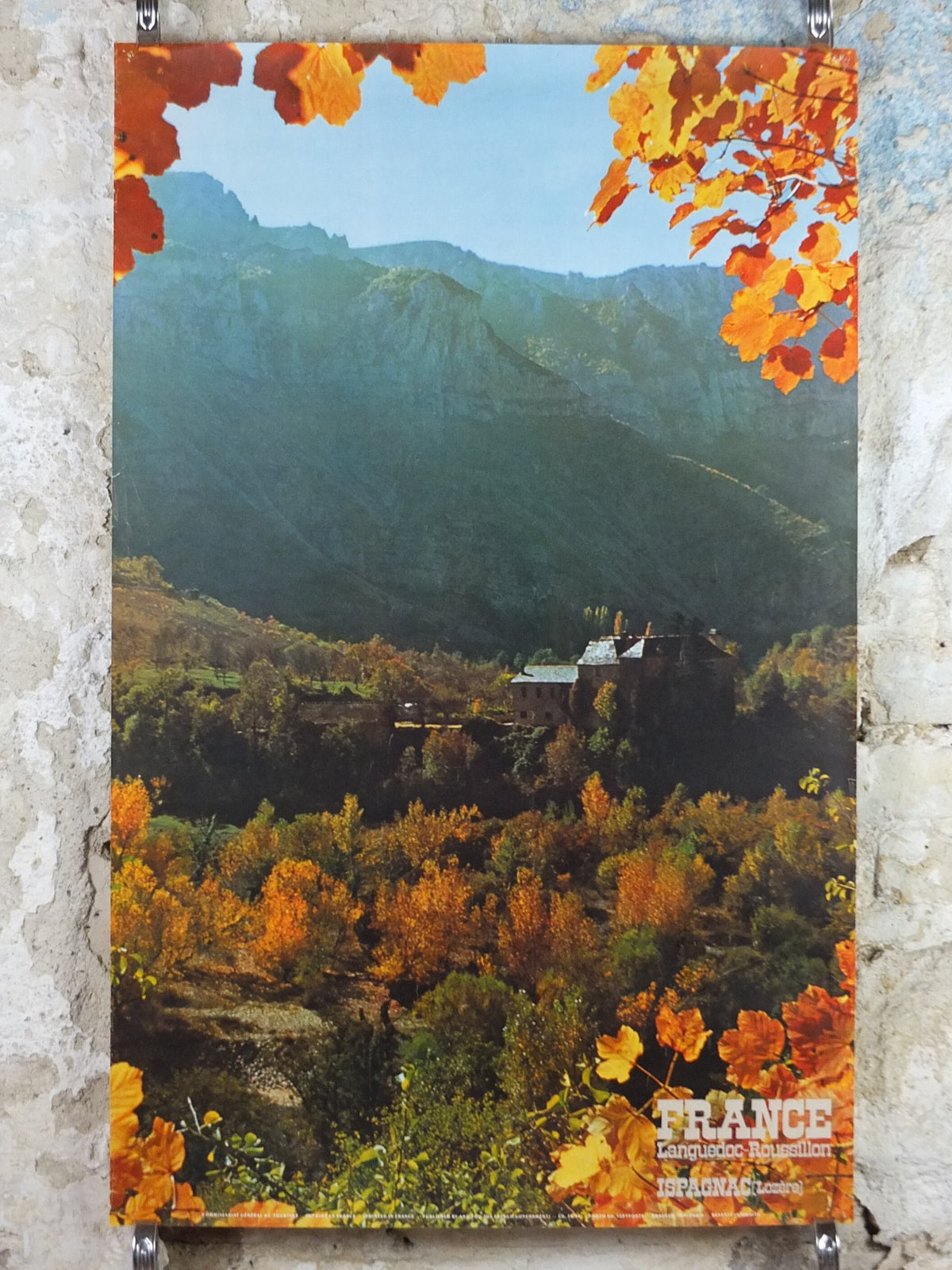 1960s Autumn in Languadoc Roussillon Poster, Ispagnac, printed by French Government, travel tourism, wall art decor
