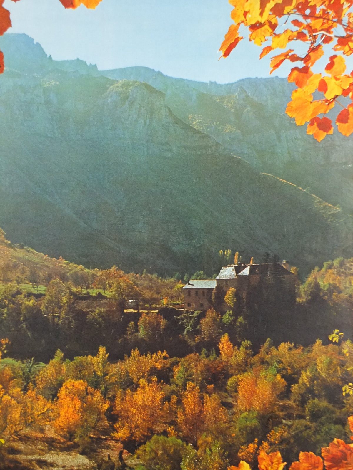 1960s Autumn in Languadoc Roussillon Poster, Ispagnac, printed by French Government, travel tourism, wall art decor
