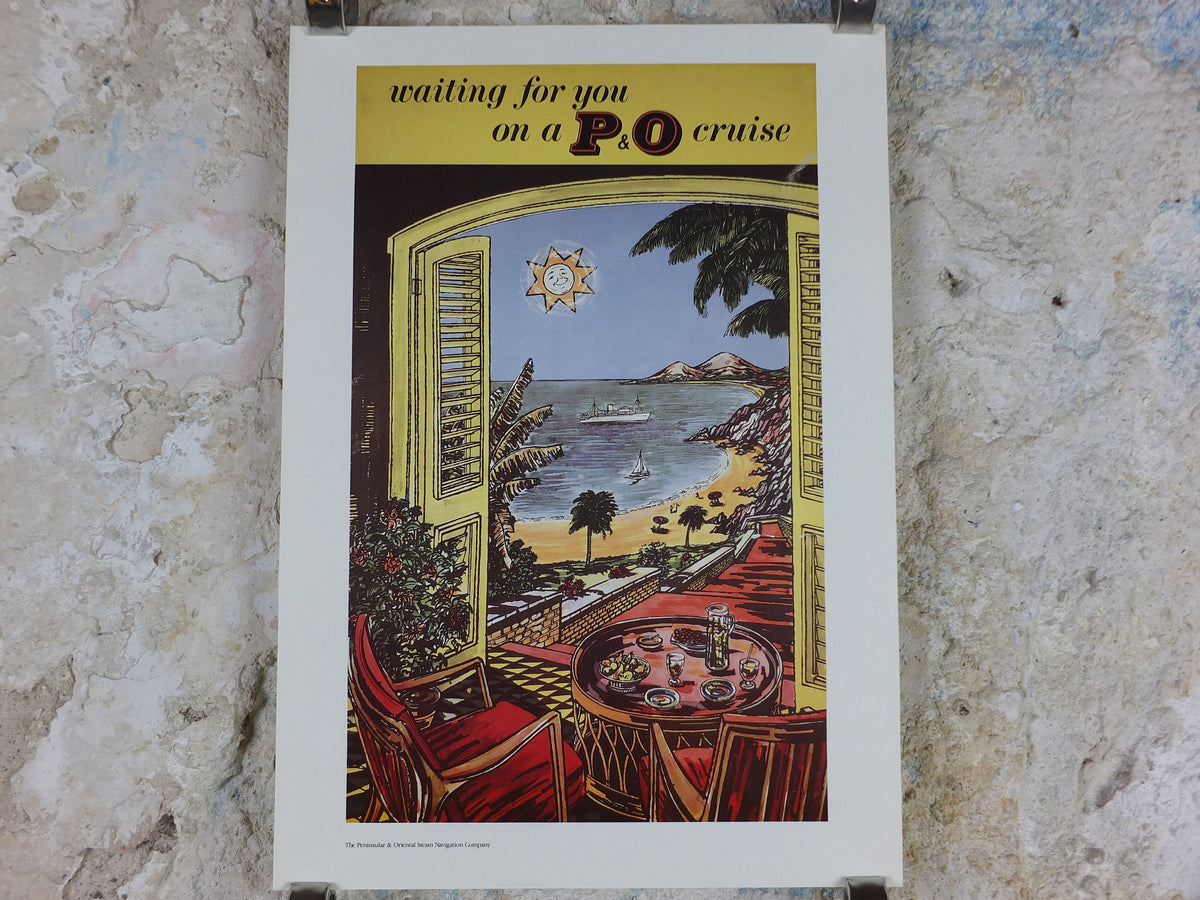 1980s P&O Travel Poster, Moments from the Peninsular and Oriental Steam Navigation Company Poster Collection, travel tourism, wall art decor