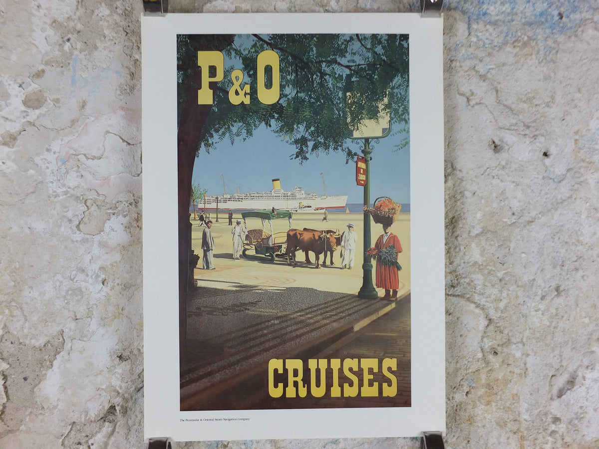 1980s P&O Travel Poster, Moments from the Peninsular and Oriental Steam Navigation Company Poster Collection, travel tourism, wall art decor