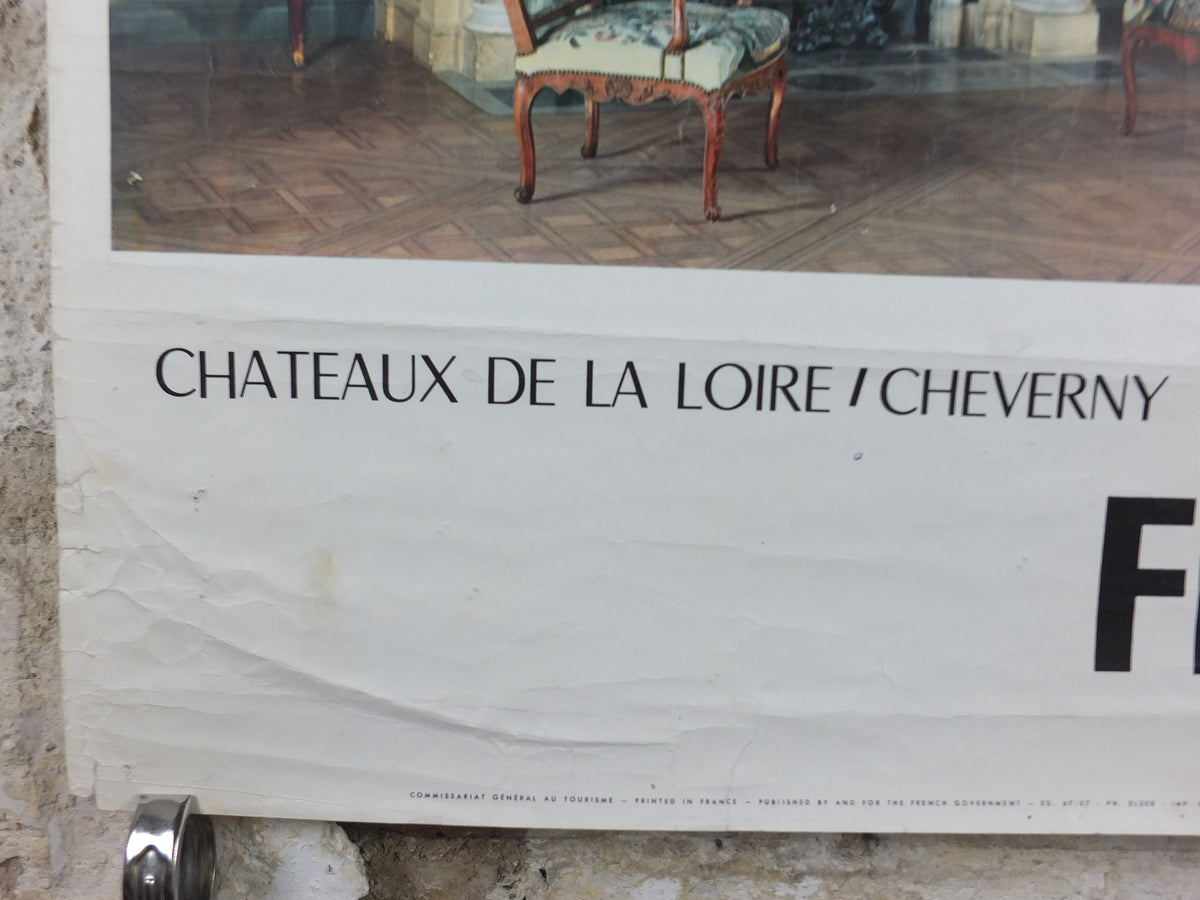 1950s French Loire Valley Travel Poster, Château de Cheverny, travel tourism, wall art decor