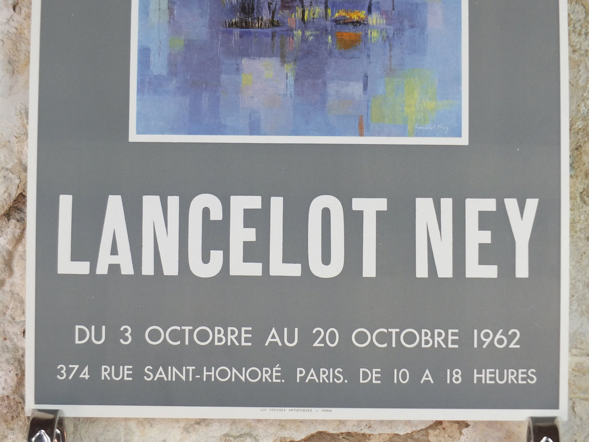 1962 Lancelot Ney Poster, László Ney at Galerie Madsen in Paris, cubism abstract, artist gallery exhibition, wall art decor