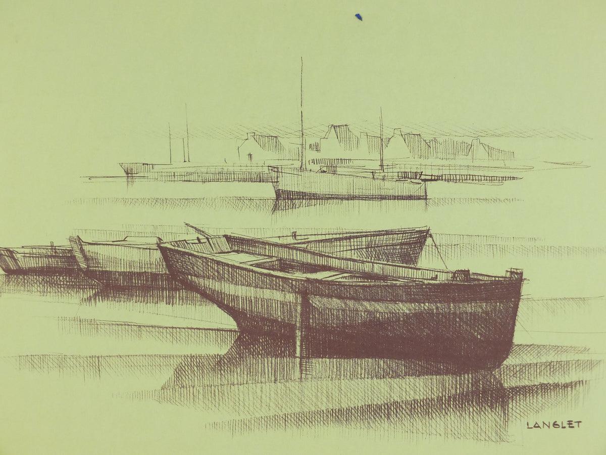 1979 Rowing dingy Poster, beach and fishing art, seascapes, French painter, wall art decor