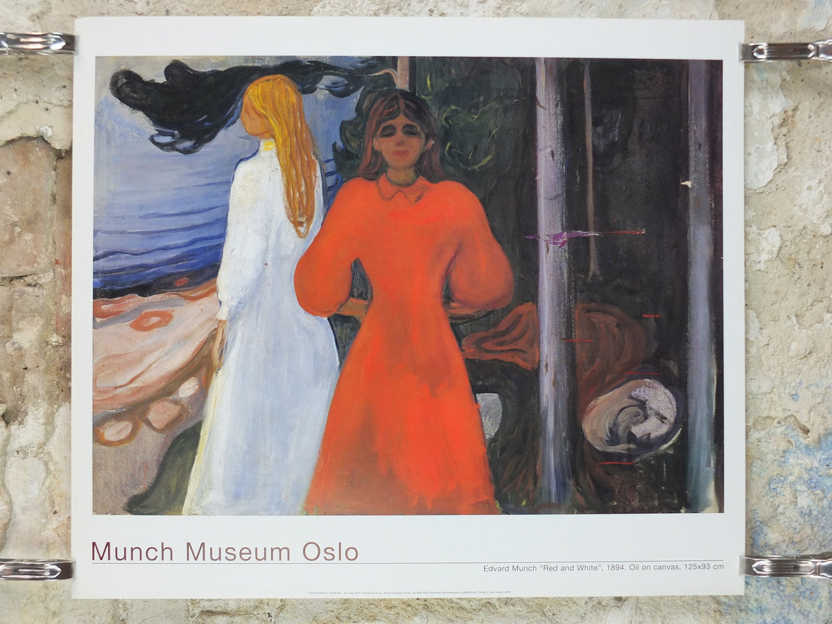 2000 Edvard Munch Poster, Red and White 1894, Munch Museet, Norway, Expressionism, Symbolism, gallery exhibition, wall art decor