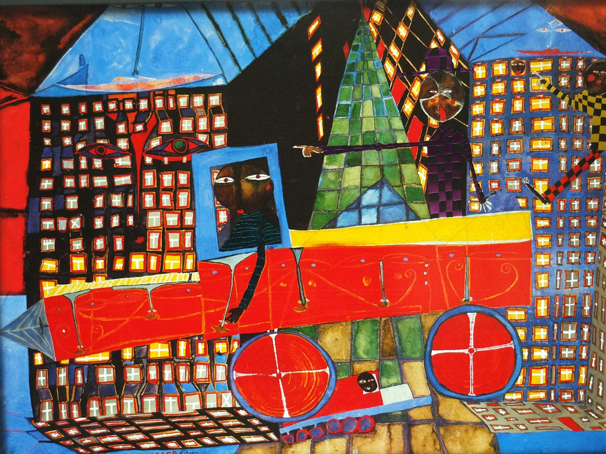 1988 Friedensreich Hundertwasser Poster, Day Dreaming Truck Driver with his Houses 1952, wall art decor