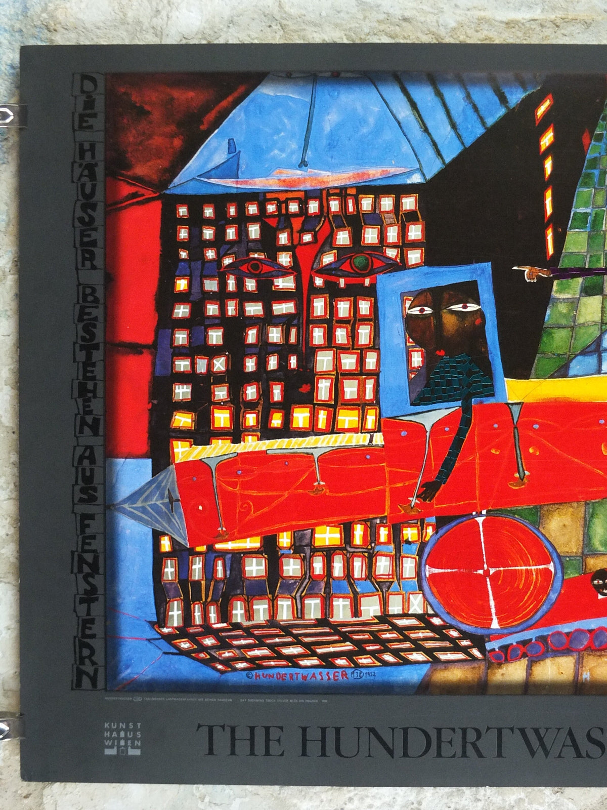 1988 Friedensreich Hundertwasser Poster, Day Dreaming Truck Driver with his Houses 1952, wall art decor