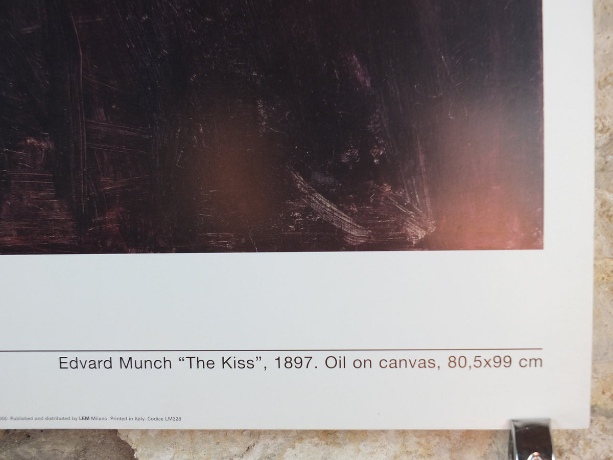 2000 Edvard Munch Poster, The Kiss 1897, Munch Museet, Norway, Expressionism, Symbolism, gallery exhibition, wall art decor