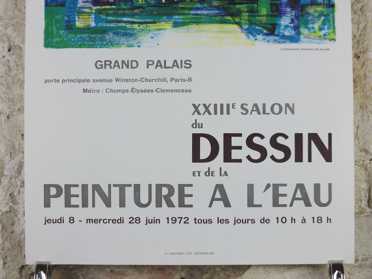 1972 Camille Hilaire Poster, Forest of strong greens and blues, French Cubism artist, Grand Palais Paris, wall art decor