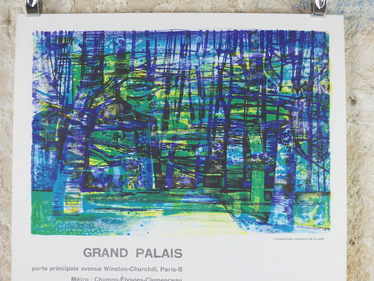 1972 Camille Hilaire Poster, Forest of strong greens and blues, French Cubism artist, Grand Palais Paris, wall art decor
