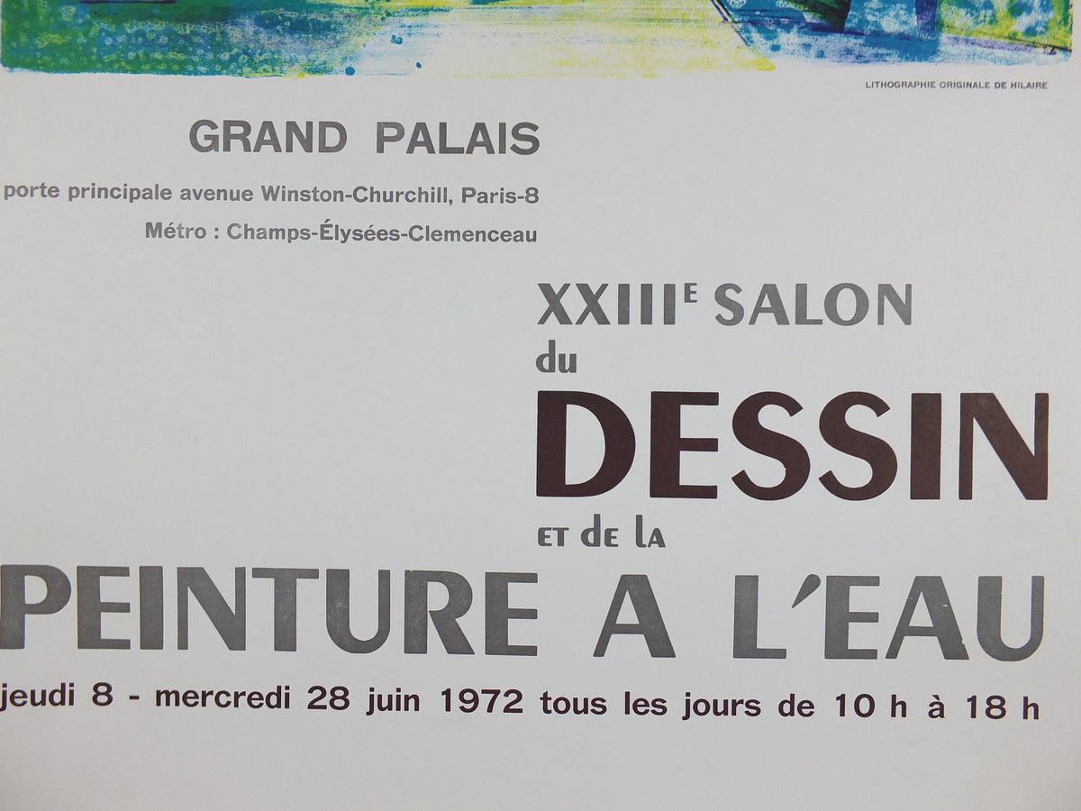 1972 Camille Hilaire Poster, Forest of strong greens and blues, French Cubism artist, Grand Palais Paris, wall art decor