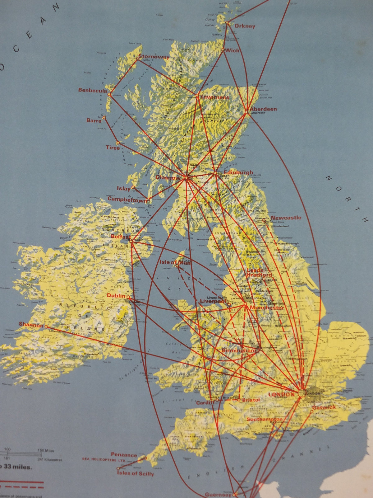 1967 BEA British Isles Route Map Poster, British European Airways, Original Vintage Summer 1967, air travel tourism, wall art retro decor