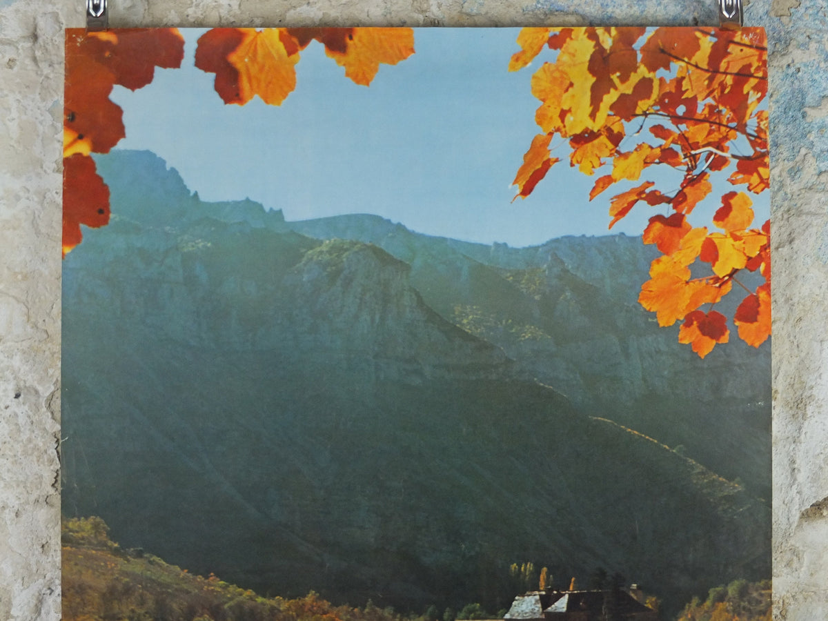1960s Autumn in Languadoc Roussillon Poster, Ispagnac, printed by French Government, travel tourism, wall art decor