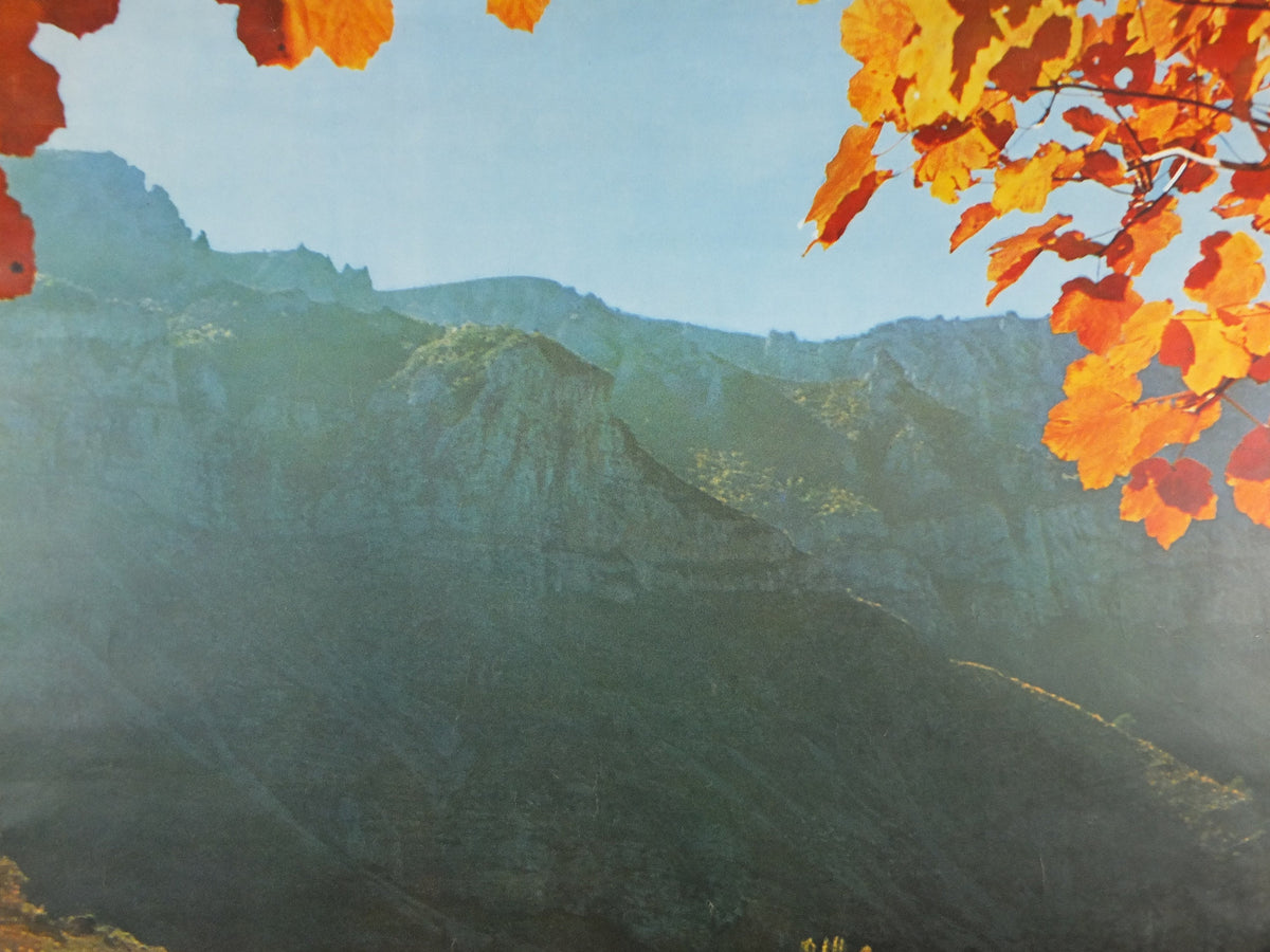 1960s Autumn in Languadoc Roussillon Poster, Ispagnac, printed by French Government, travel tourism, wall art decor