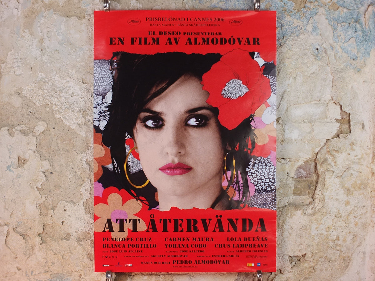 2006 Volver Poster, Pedro Almodóvar, Penelope Cruz, To go back, Att återvända, double sided, wall art cinema film memorabilia