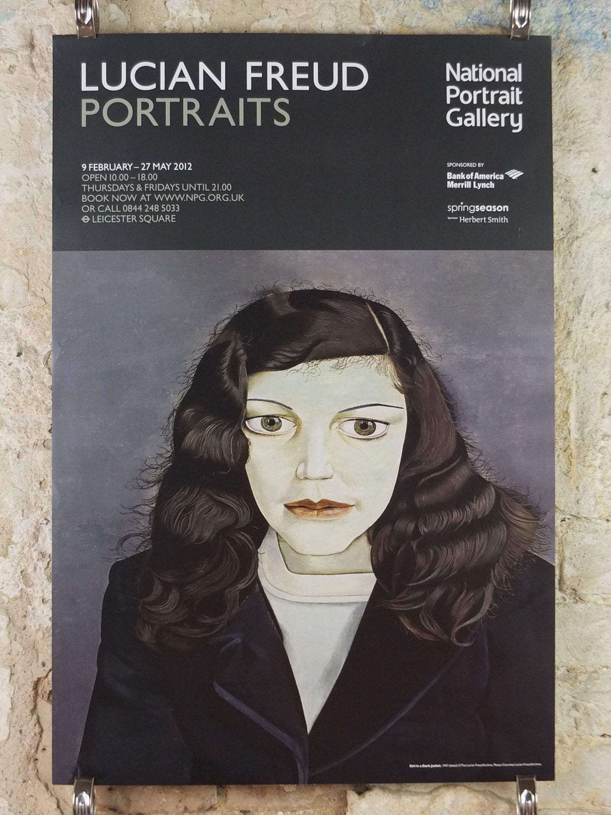2012 Lucian Freud Poster, Girl in a Dark Jacket 1947, National Portrait Gallery London, Figurative Realism, gallery exhibition, wall art decor