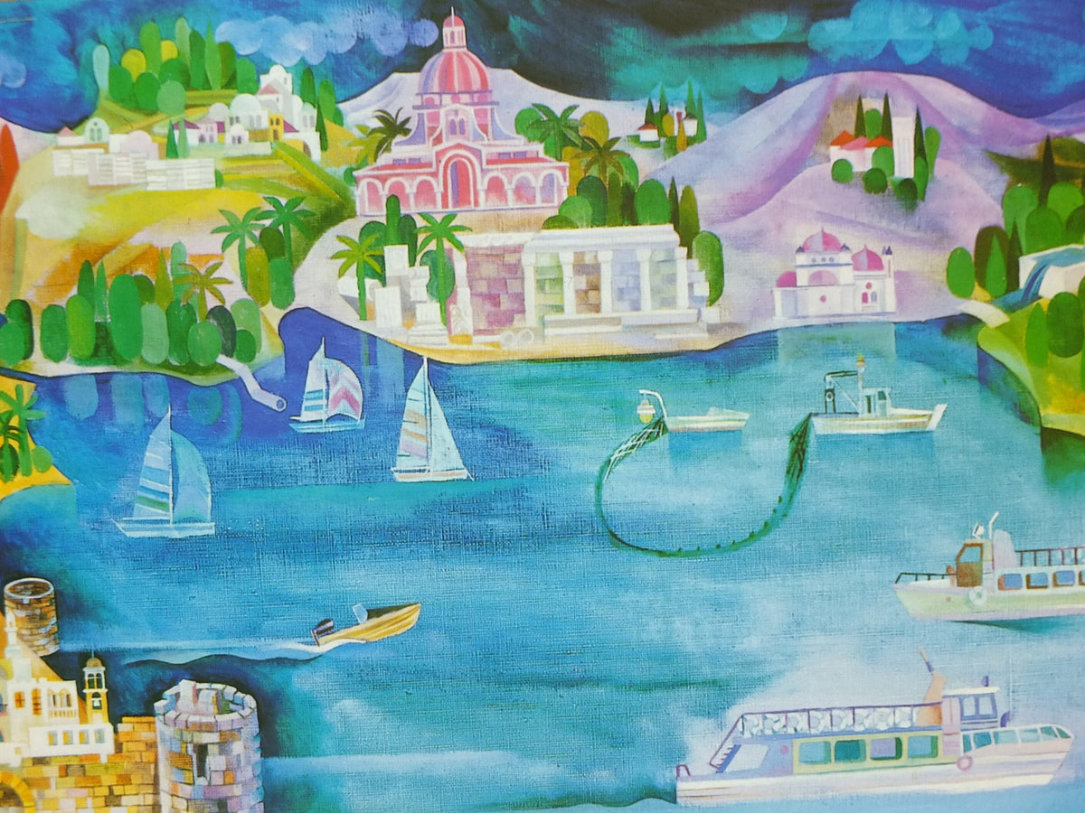 1981 Tiberias Poster, The City and Sea of Galilee, by E Weishof, Travel tourism wall art decor