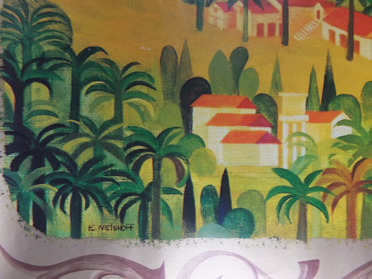 1981 Tiberias Poster, The City and Sea of Galilee, by E Weishof, Travel tourism wall art decor
