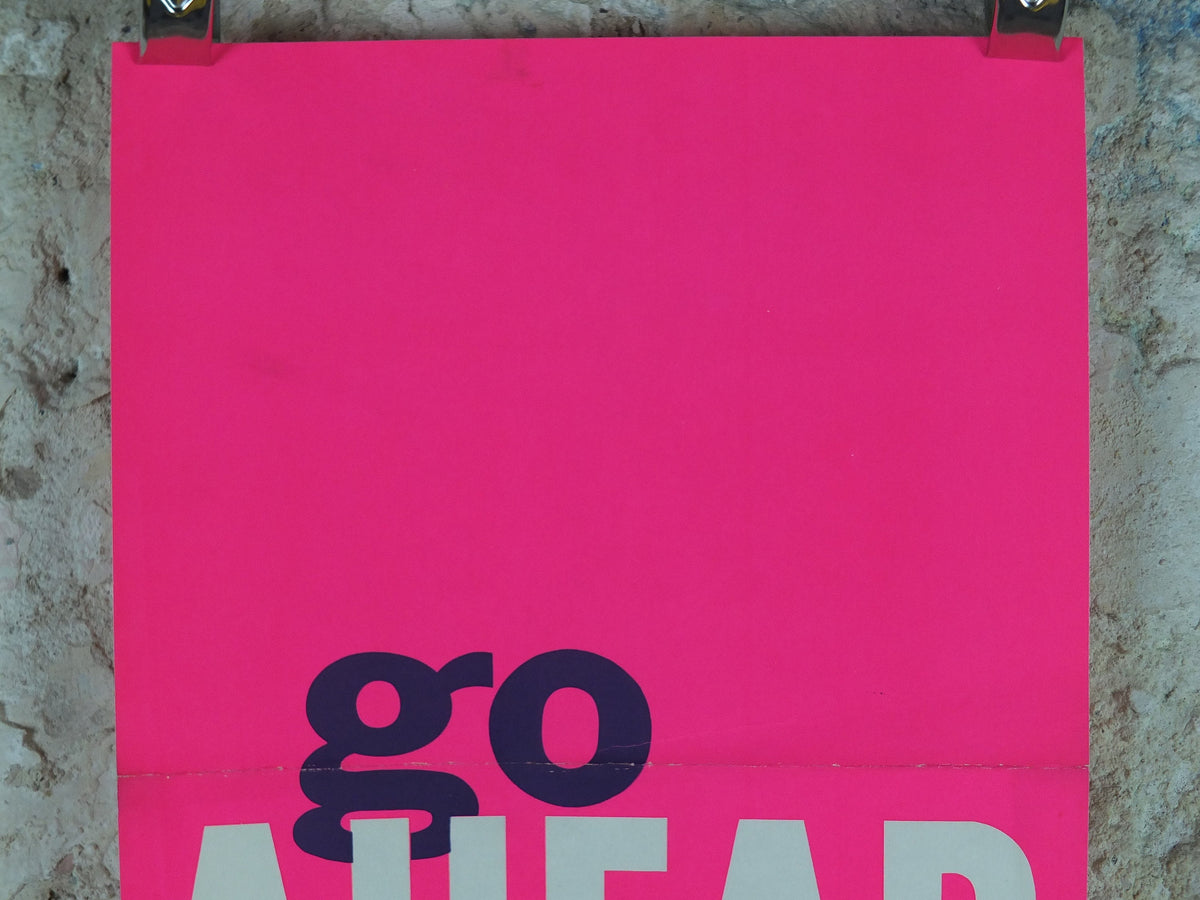 1962 Tory Conservative Party Poster, Go ahead, Go Conservative, Pink Purple Tory election campaigning, Political Propaganda wall art decor
