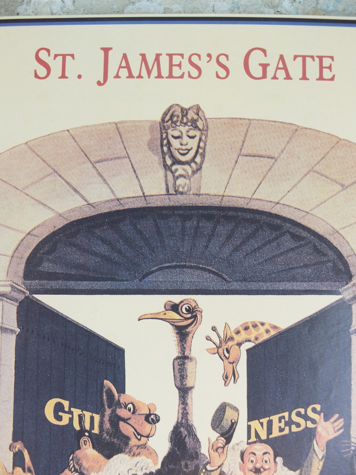 1990s Guinness St James Gate Poster, from Guinness Museum, By John Gilroy 1959, zookeeper with Guinness animals, Wall art decor