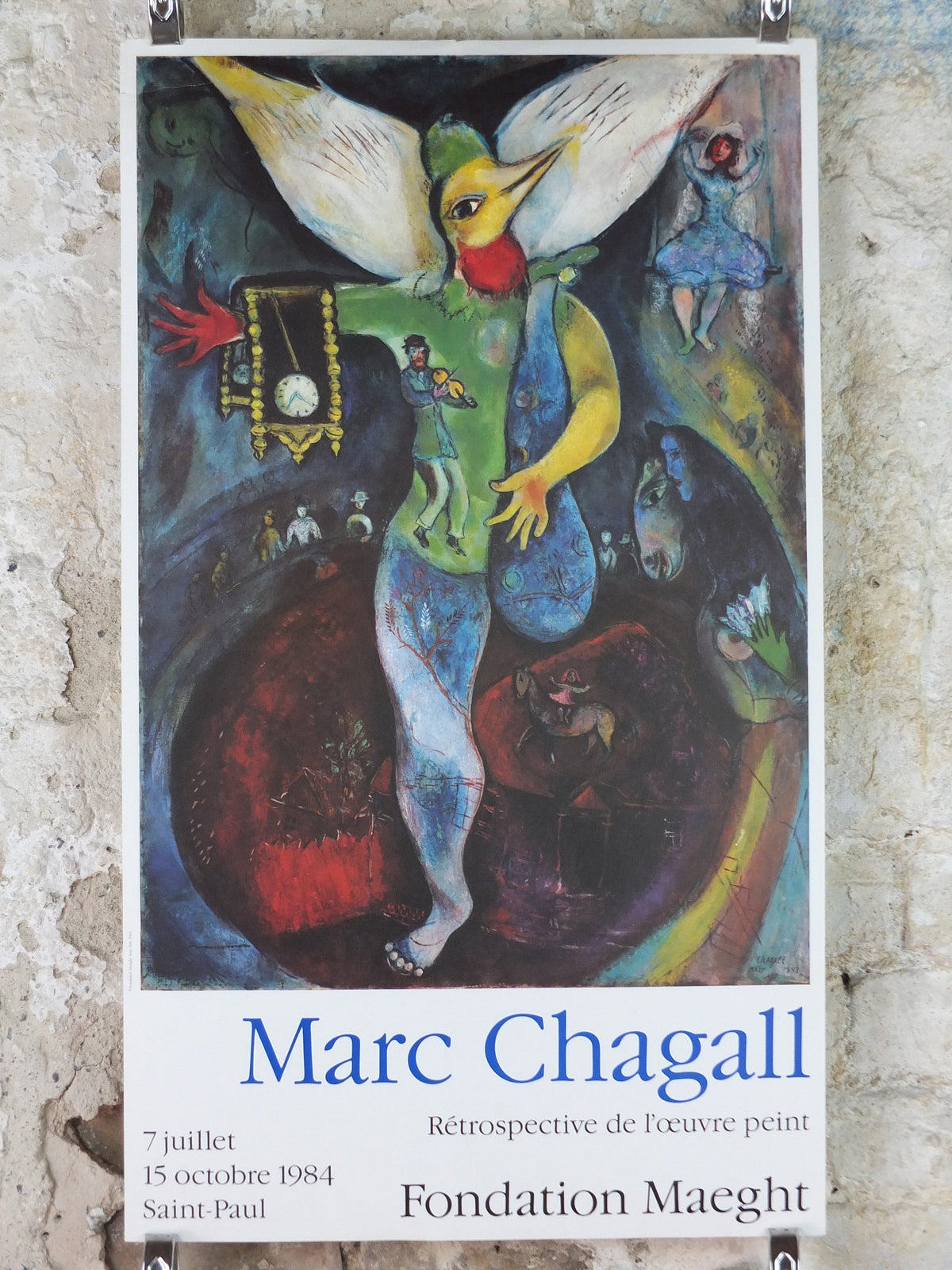 1984 Marc Chagall Poster, The Juggler 1943, Le Jongleur, Cubism and Expressionism, gallery exhibition, wall art decor