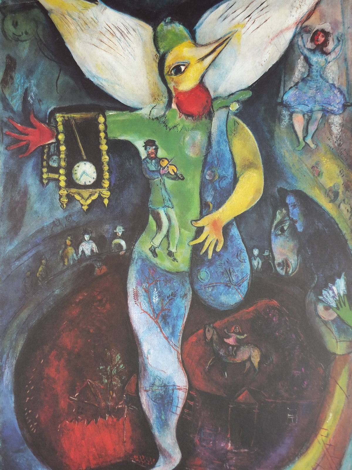 1984 Marc Chagall Poster, The Juggler 1943, Le Jongleur, Cubism and Expressionism, gallery exhibition, wall art decor