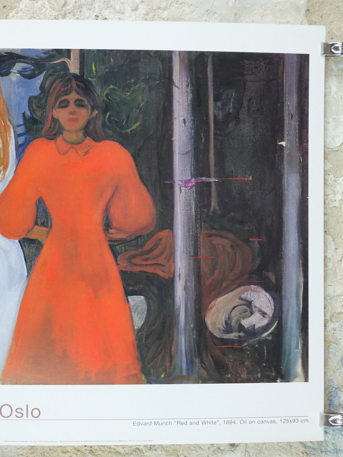 2000 Edvard Munch Poster, Red and White 1894, Munch Museet, Norway, Expressionism, Symbolism, gallery exhibition, wall art decor