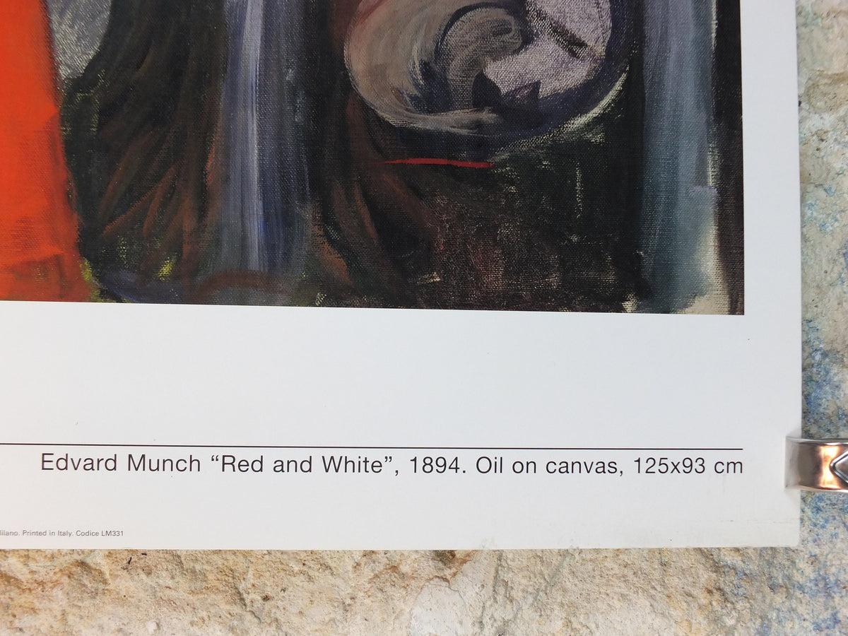 2000 Edvard Munch Poster, Red and White 1894, Munch Museet, Norway, Expressionism, Symbolism, gallery exhibition, wall art decor