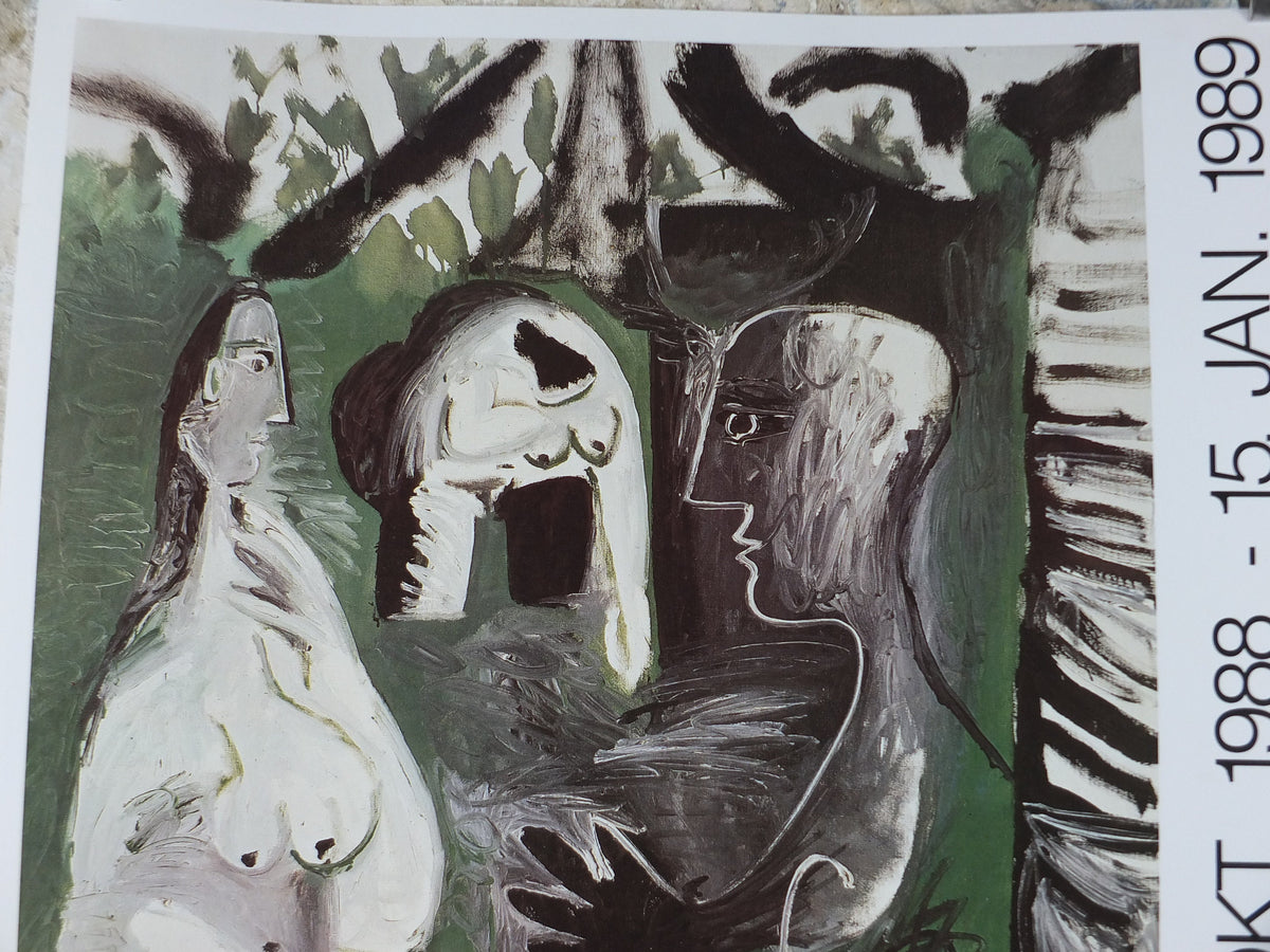 1988 Pablo Picasso Poster, Lunch on the Grass 1961, Louisiana Copenhagen, Le déjeuner sur l'herbe, artist gallery exhibition, wall art decor