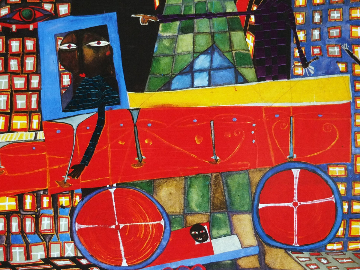 1988 Friedensreich Hundertwasser Poster, Day Dreaming Truck Driver with his Houses 1952, wall art decor