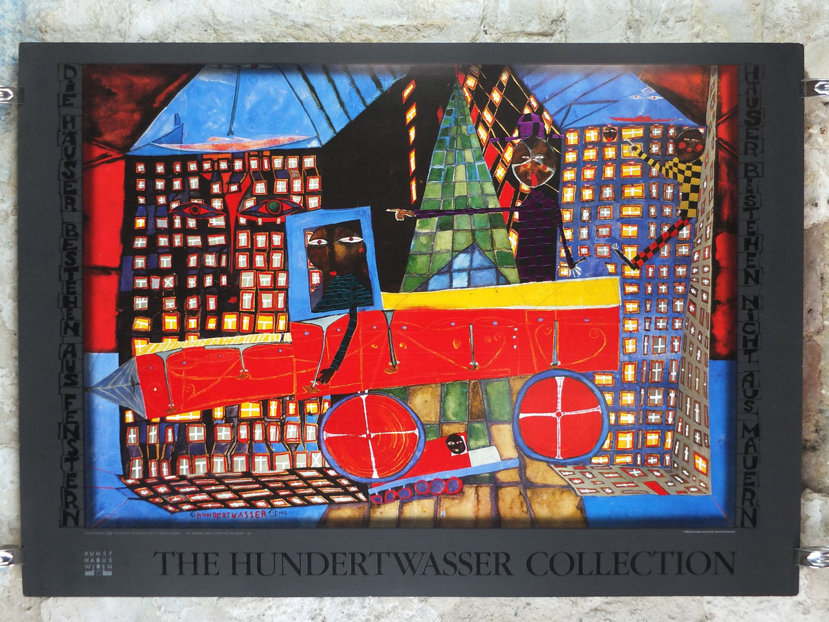 1988 Friedensreich Hundertwasser Poster, Day Dreaming Truck Driver with his Houses 1952, wall art decor