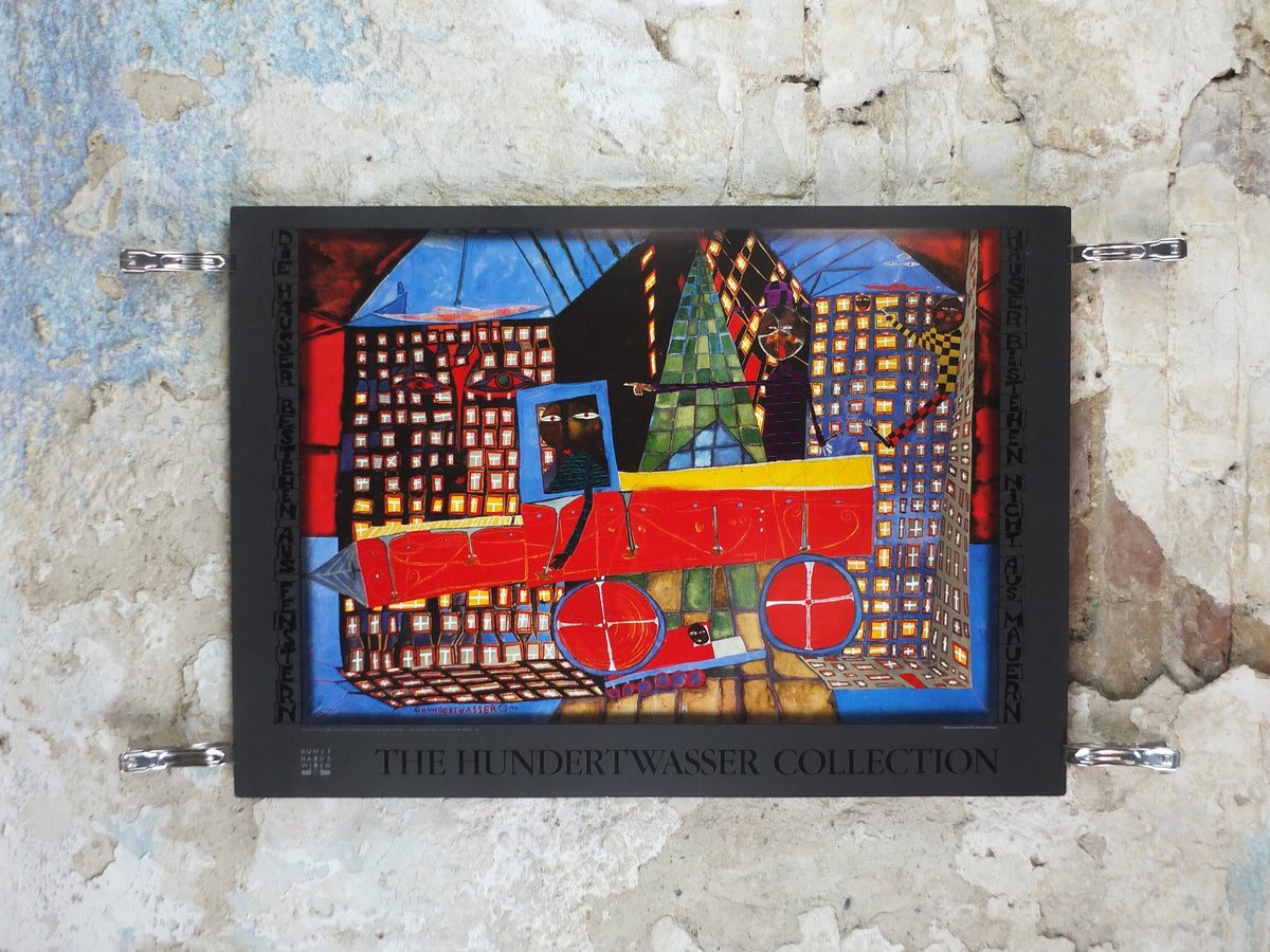 1988 Friedensreich Hundertwasser Poster, Day Dreaming Truck Driver with his Houses 1952, wall art decor