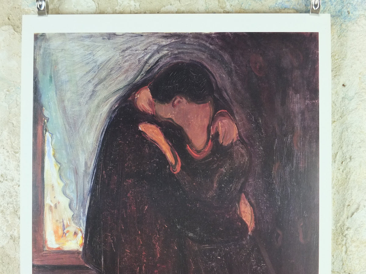 2000 Edvard Munch Poster, The Kiss 1897, Munch Museet, Norway, Expressionism, Symbolism, gallery exhibition, wall art decor