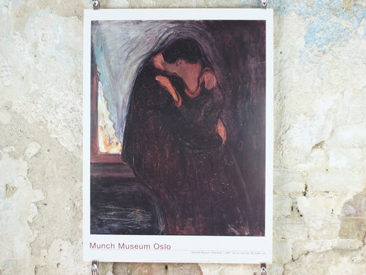2000 Edvard Munch Poster, The Kiss 1897, Munch Museet, Norway, Expressionism, Symbolism, gallery exhibition, wall art decor