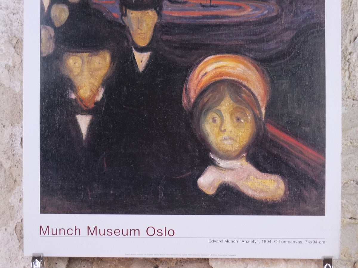 2000 Edvard Munch Poster, Anxiety 1894, Munch Museet, Norway, Expressionism, Symbolism, gallery exhibition, wall art decor